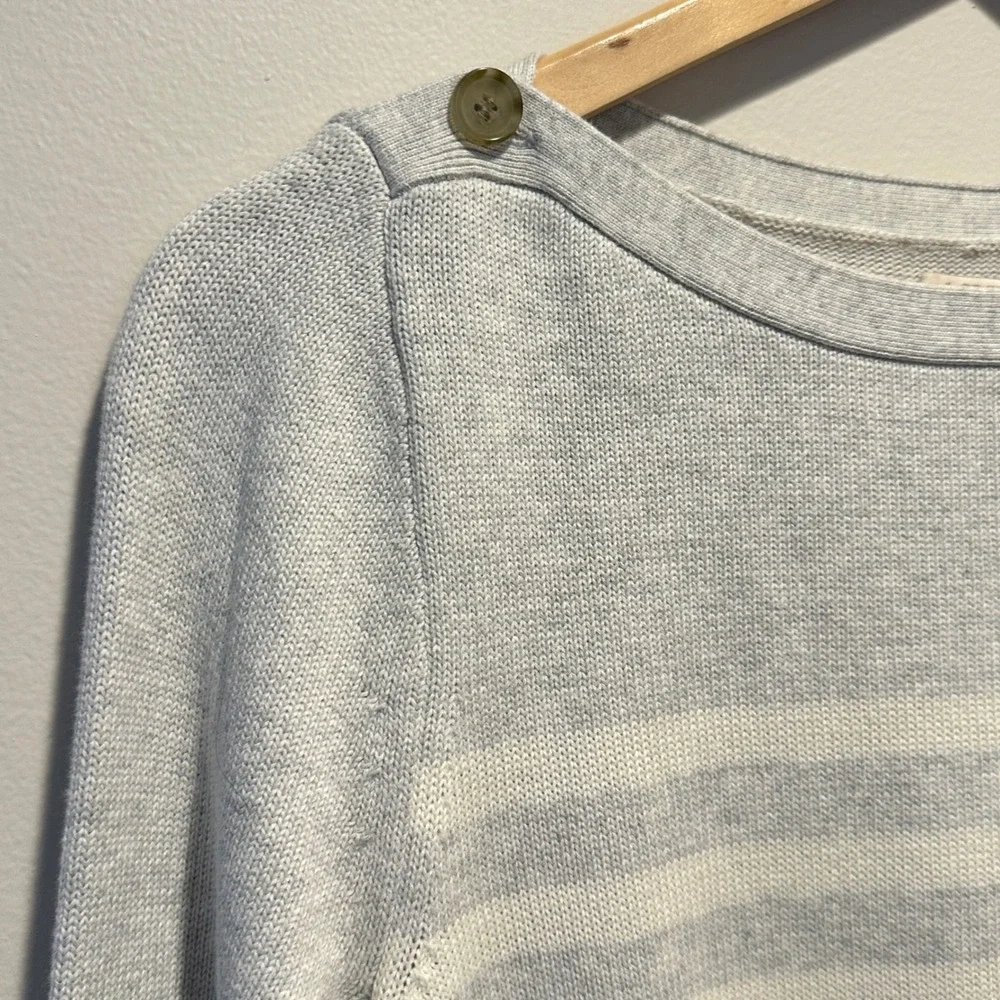 J.‎ Crew Striped Boatneck Sweater Womens M Gray White Cotton Preppy Lightweight